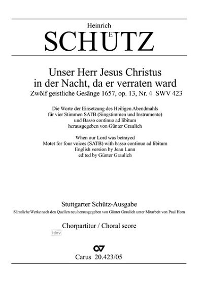 H. Schütz: Unser Herr Jesus Christus SWV 423 (1657)