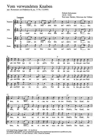 R. Schumann: Vom verwundeten Knaben a-Moll op. 75, 5 (1849)