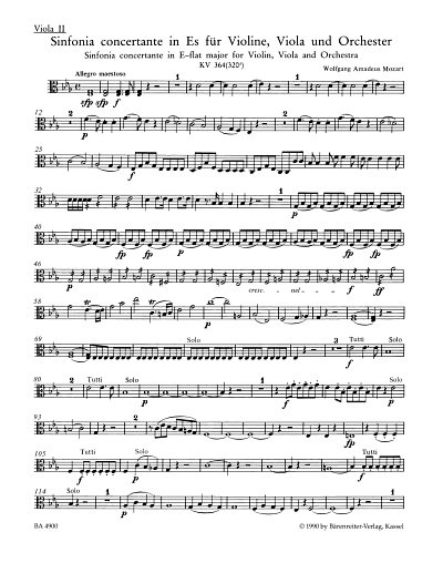 W.A. Mozart: Sinfonia concertante für Violine, Viola und Orchester Es-Dur KV 364 (320d)