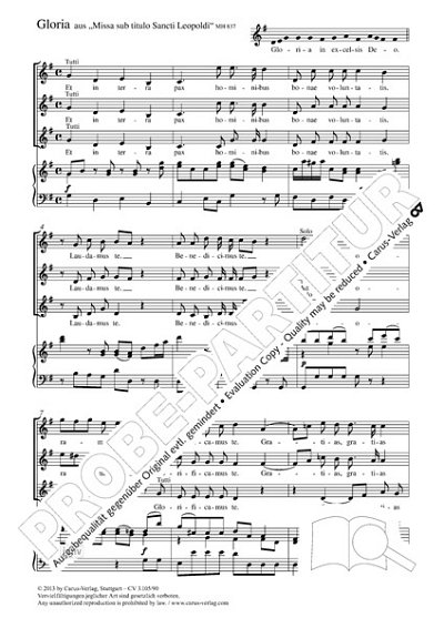DL: M. Haydn: Gloria G-Dur MH 837 (1805), FchOrg (Part.)