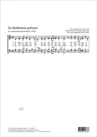 DL: G. Jacob: Zu Bethlehem geboren F-Dur, GCh4 (Part.)