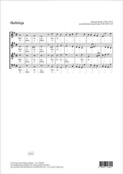 DL: H. Schütz: Halleluja SWV 256 (1628), GCh4 (Part.)