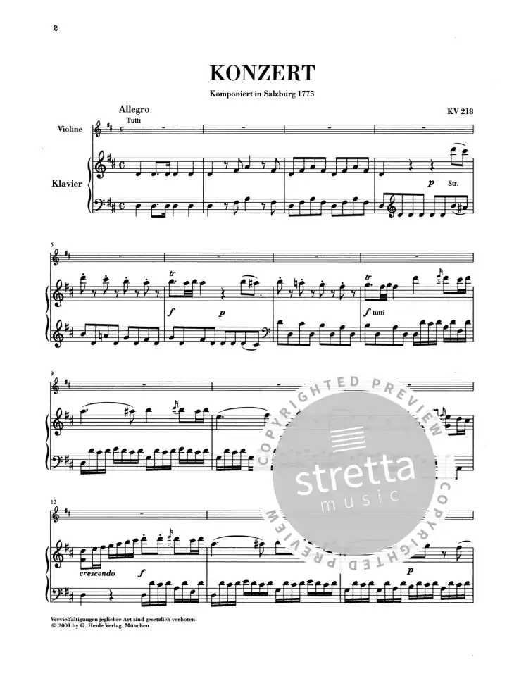 W.A. Mozart: Violinkonzert Nr. 4 D-Dur KV, VlKlav (KlavpaSt) (1)