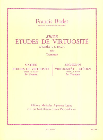 F. Bodet: 16 Études de Virtuosité d'après Bach, Trp