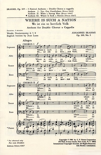 J. Brahms: Whre is such a Nation [Wo ist ein so herrlich Volk] F-Dur op. 109,3