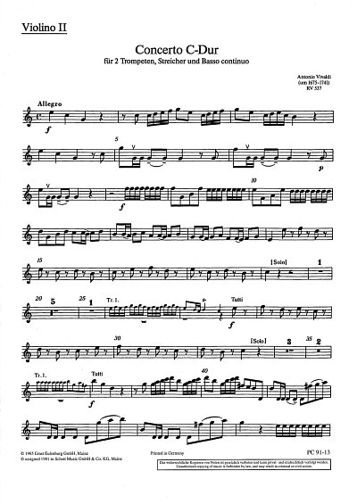 A. Vivaldi: Concerto  C-Dur op. 46/1 RV 537/PV 7, Viol (Vl2)