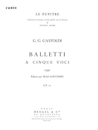 G.G. Gastoldi: Balletti A Cinque Voci Lp10, Ch