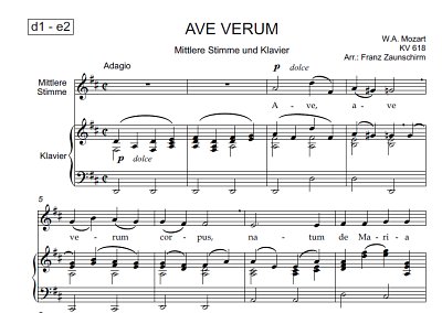 DL: W.A. Mozart: Ave verum corpus, GesMKlav