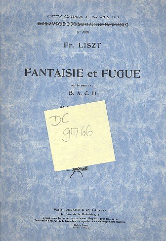 F. Liszt: Fantaisie Sur Bach Piano, Klav