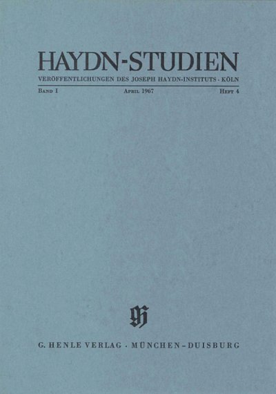 Riedel-Martiny, Anke / Walther, Horst / Becker-Glauch, Irmgard: Haydn-Studien Band 1 Heft 4 (April 1967)