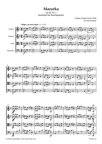 DL: F. Chopin: Mazurka op. 68, Nr. 3 / bearbeitet fuer Strei