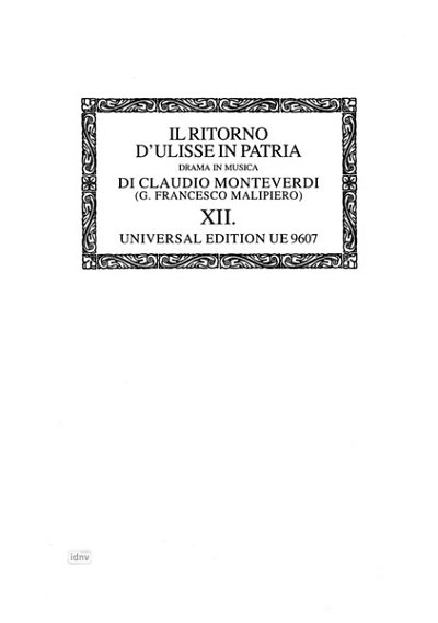 C. Monteverdi: II Ritorno d'Ulisse in Pat, GsGchOrch (Part.)