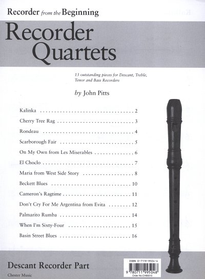 Recorder Quartets: Descant Recorder Part, Blfl