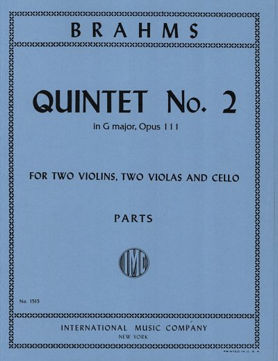 J. Brahms: Quintet no. 2 in G major, op. 111, Stro (Pa+St)