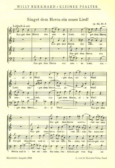 W. Burkhard: Singet dem Herrn ein neues Lied op. 82