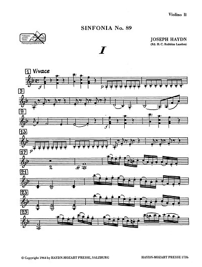 J. Haydn: Sinfonia Nr. 89 Hob. I:89 , Sinfo (Vl2)