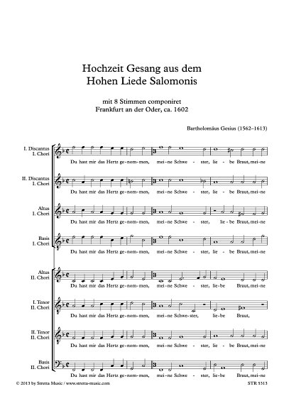 DL: B.Gesius: Hochzeit Gesang aus dem Hohen Liede Salomonis 