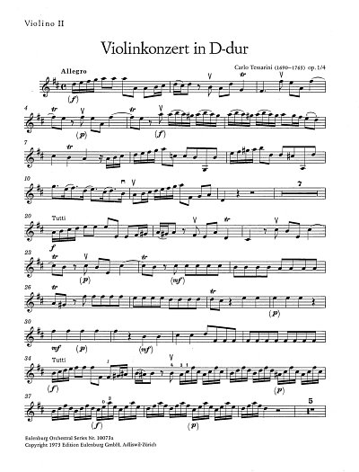 C. Tessarini: Konzert für Violine D-Dur op. 1, VlStrBc (Vl2)