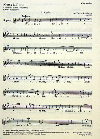 J. Rheinberger: Missa in f op. 62; Missa puerorum (Kleiner u