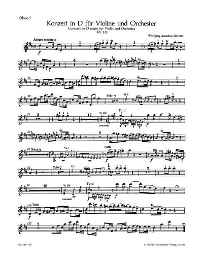 W.A. Mozart: Konzert für Violine und Orchester Nr. 2 D-Dur KV 211