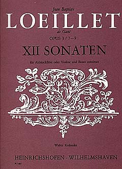 J. Loeillet de Gant: 12 Sonaten op. 3/7-9, AbflVlBc (Pa+St)