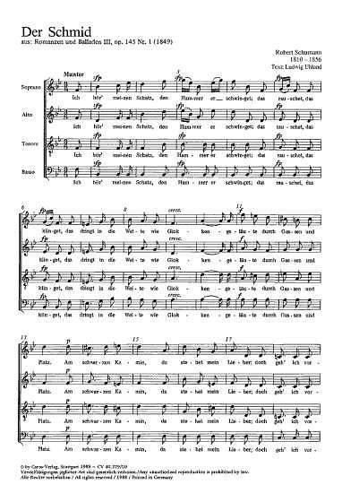 R. Schumann: Der Schmid op. 145 Nr. 1; aus: Romanzen und Bal