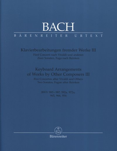 J.S. Bach: Klavierbearbeitungen fremder Werke III, Cemb/Klav