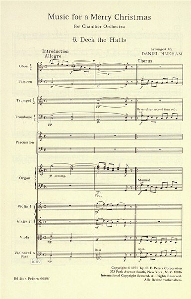 D. Pinkham: Music for a Merry Christmas 6, Sinfo (Part.)