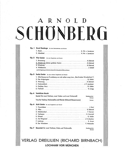 A. Schoenberg: Schenk mir deinen goldenen Kamm, GesKlav