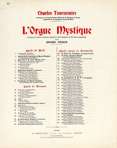 C. Tournemire: L'Orgue mystique Vol.32, Org