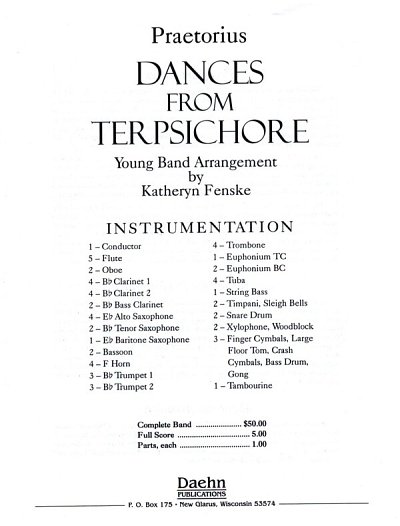 M. Praetorius: Dances from _Terpsichore_, Blaso (Part.)