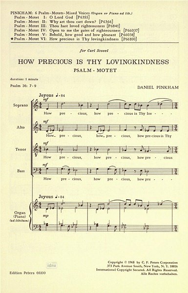 D. Pinkham: How Precious Is Thy Lovingkindness