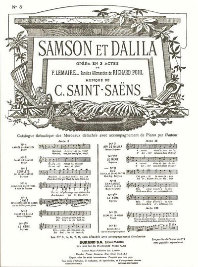 C. Saint-Saëns: Samson Et Dalila no8 Duo, GesKlav (KlavpaSt)