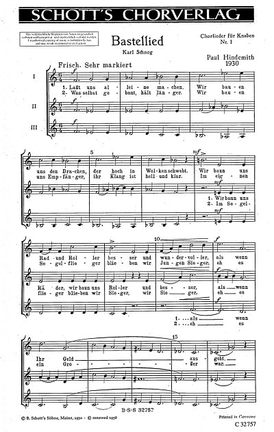 P. Hindemith: Chorlieder für Knaben, Kch4 (Chpa)