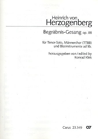 Herzogenberg Heinrich Von: Begraebnis Gesang Op 88