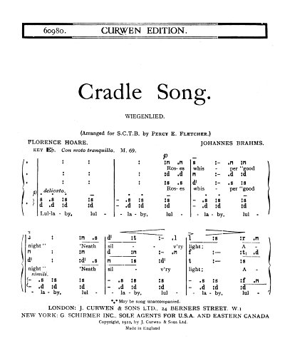 J. Brahms: Cradle Song, GchKlav (Chpa)