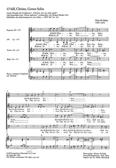 H. Schütz: O hilf, Christe, Gottes Sohn a-Moll SWV 295 (op. 8, 14) (1636)