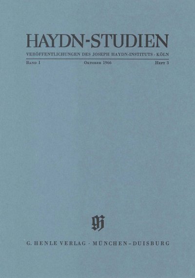 S.M./.F.G./.W. Alexa: Haydn-Studien Band 1 Heft 3 (Oktober 1