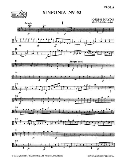 J. Haydn: Sinfonia Nr. 93 Hob. I:93, Sinfo (Vla)