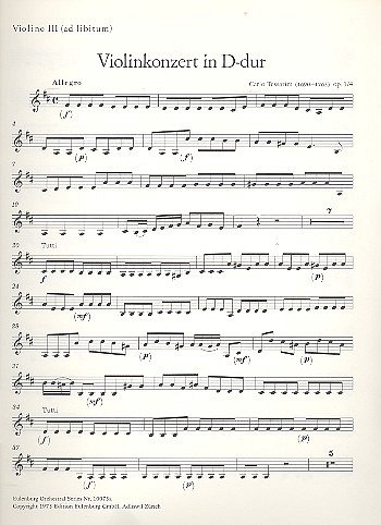 C. Tessarini: Konzert für Violine D-Dur op. 1, VlStrBc (Vl3)