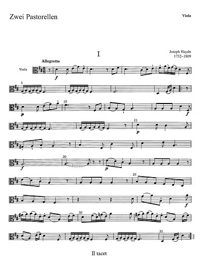 J. Haydn: Zwei Pastorellen, GesSStrBc;2H (Vla)