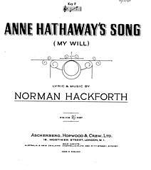 DL: N. Hackforth: Anne Hathaway's Song, GesKlav