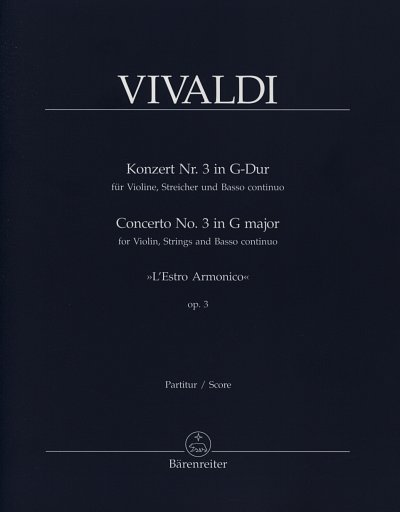 A. Vivaldi: Konzert Nr. 3 G-Dur op. 3, VlStrBc (Part.)