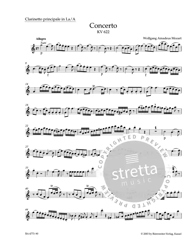W.A. Mozart: Konzert A-Dur KV 622, Klr/BsskOrch (KA2St) (4)