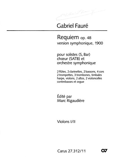 G. Fauré: Requiem op. 48, 2GsGchOrchOr (Vl)