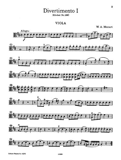 W.A. Mozart: Drei Divertimenti KV 136, 137, 1, 2VlVaVc (Vla)