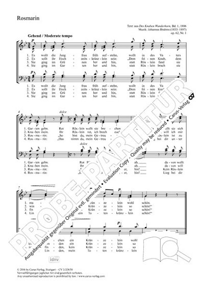 DL: J. Brahms: Rosmarin g-Moll op. 62, 1 (1873-74), GCh4 (Pa
