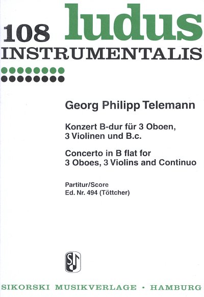 G.P. Telemann: Konzert für 3 Oboen, 3 Violinen und B.c. B-Dur TWV 44:B43
