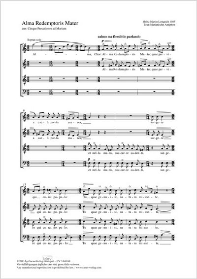 G.P. da Palestrina: Alma Redemptoris Mater, GCh4 (Chpa)