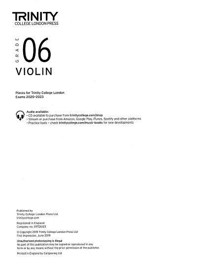 AQ: Trinity College Lond: Violin - Grade 6, VlKlav  (B-Ware)